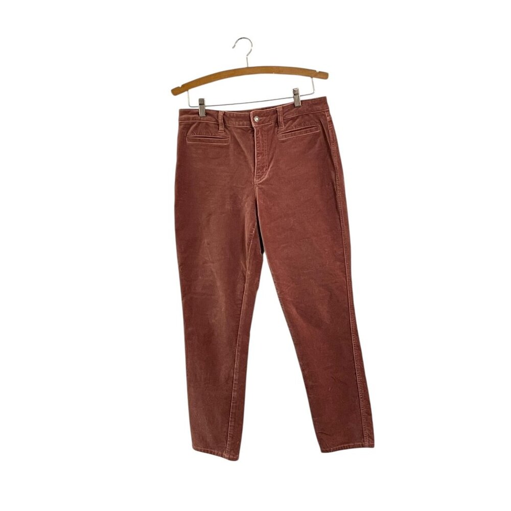 Lands End Womens Mid Rise Slim Pants Size 12 US Rust Cotton Blend